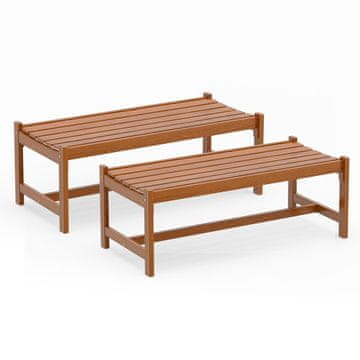 Northix Komplet 2 zunanjih jedilnih klopi iz trdega lesa, 112 cm, oljni premaz iz tikovine