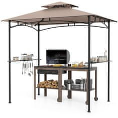 Northix Žar Gazebo 8 x 5 čevljev, kovinski okvir, 2 polici, 6 kavljev