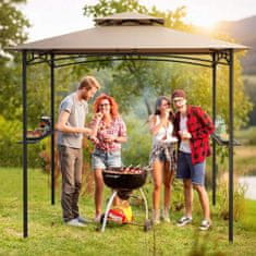 Northix Žar Gazebo 8 x 5 čevljev, kovinski okvir, 2 polici, 6 kavljev
