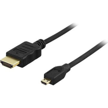 DELTACO Cablu DELTACO HDMI 1.4, HDMI tip A mascul - HDMI micro mascul, placat cu aur, 2m, negru
