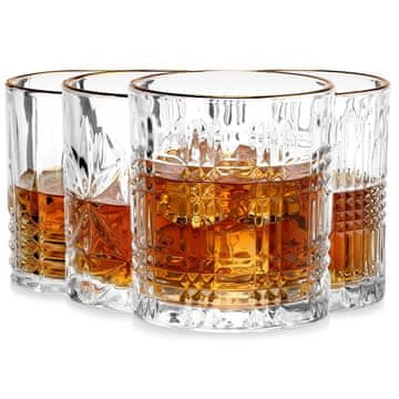 Northix Komplet kozarcev za viski, 290 ml, zlat rob, 4 kosi