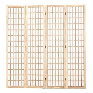 VEVOR Prostorovni razdelilnik 4-panelni japonski slog 1620x1700x18.5 mm naravni