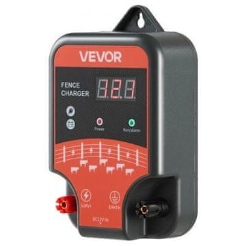 VEVOR Električni polnilnik za ograjo 110x180x55 mm črn