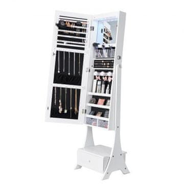 VEVOR Stojalo za nakit z ogledalom, organizator 41x36x157 cm, bela
