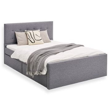 Homestyle4U Oblazinjeno posteljno ogrodje, 145x214x102 cm, siva, s shrambo