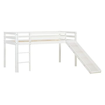 Homestyle4U Pograd, Visoka postelja s toboganom, 207,5x217,5x110 cm, Bela