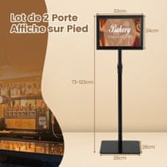 Costway Komplet 2 stojal za plakate 74x118 cm črno