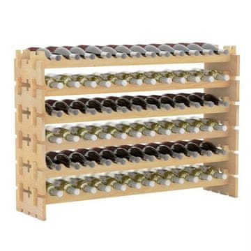 Costway Stojalo za vino 72 steklenic 6-nadstropno zložljivo naravno trdno leseno ogrodje