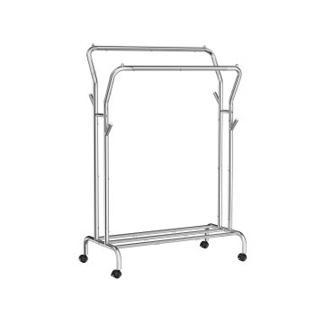 Songmics Obešalnik za oblačila, dvojna viseča letva, 103.5x52.5x155 cm, srebrna