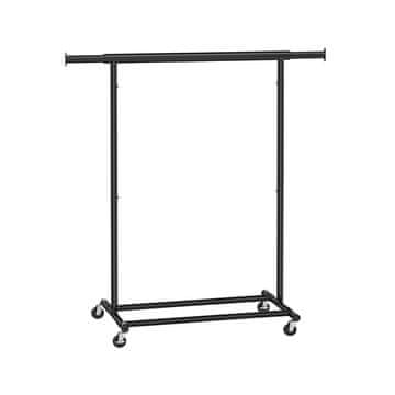 Songmics Oblečni regal 92-132x45.4x160 cm Črn zložljiv