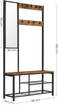 Songmics Predsoba stojalo, 98x36x185 cm, rjava