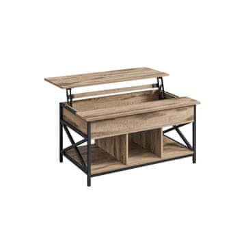 Songmics Klubska mizica, nastavljiva po višini, 100x60x48-62 cm, rjava