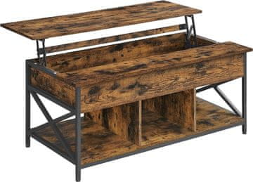 Songmics Klubska mizica, nastavljiva po višini, 59.9x120x49.4 cm, rjava