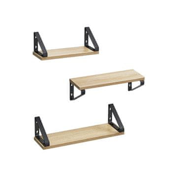 Songmics Komplet 3 stenskih polic 12x30x11 cm 12x35x11 cm 12x40x11 cm rjava črna