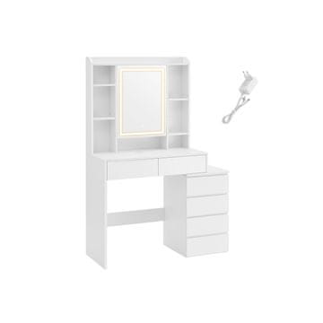 Songmics Toaletna mizica, LED osvetlitev, 97.5x40x145 cm, bela