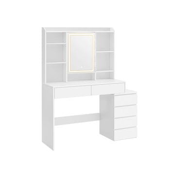 Songmics Toaletna mizica, LED osvetlitev, 117.5x40x145 cm, bela