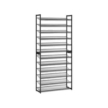 Songmics Stojalo za čevlje, 12-nadstropno zložljivo, 92.3x30.5x221.4 cm, črno