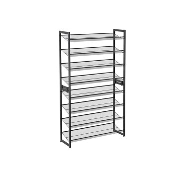 Songmics Stojalo za čevlje, 8-nadstropno zložljivo, 92.3x30.5x163.4 cm, črno
