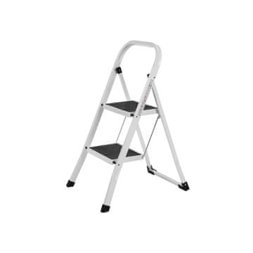 Songmics Zložljiva stopniščna lestev 2 stopnji 46.5x90x4 cm bela