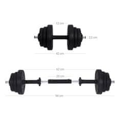 Songmics Set ročk, 2 v 1 nastavljiv z drogom za uteži, 50x21.5x21.5 cm, črna