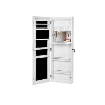 Songmics Omara za nakit brez okvirja, ogledalo na vratih, 37x110x9.5 cm, bela