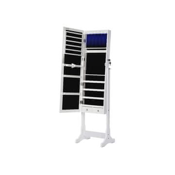 Songmics Omara za nakit 41x151x36.5 cm Bela z ogledalom