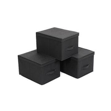 Songmics Shranjevalna škatla s pokrovom 40x30x25 cm črna