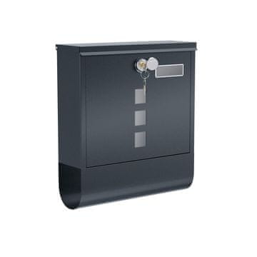 Songmics Poštni nabiralnik, stenski poštni predal, 30.8x10x33.8 cm, siva