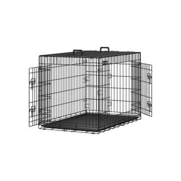 Songmics Pasja kletka 2 vrata 122x81x76 cm črna
