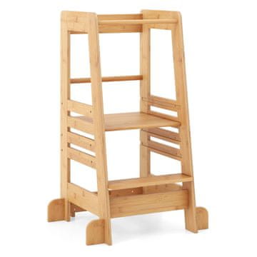 Costway Otroški kuhinjski stolček Montessori z varnostno ograjo naravne barve