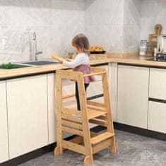 Costway Otroški kuhinjski stolček Montessori z varnostno ograjo naravne barve