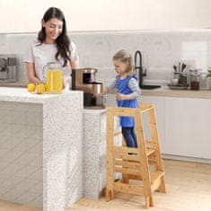 Costway Otroški kuhinjski stolček Montessori z varnostno ograjo naravne barve