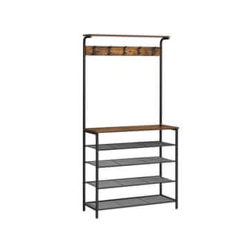 Songmics Stojalo za plašče, 80x32.2x182 cm, črna, rjava