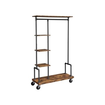 Songmics Obešalnik za oblačila, 5-nadstropni regal na kolesih, 103.5x40x174.5 cm, črna