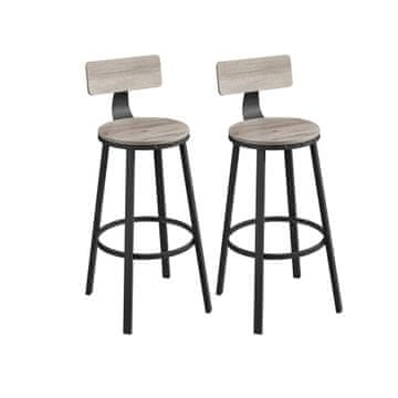 Songmics Barski stoli, 49.5x49.5x63 cm, črna, komplet 2