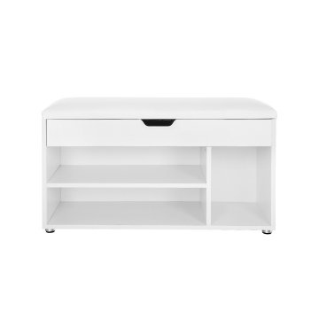 Songmics Čevljalna klop 3 predali 80x44x30 cm bela