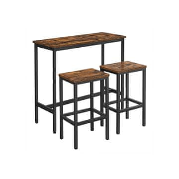 Songmics Barska miza s kompletom, 100x40x90 cm, rjava
