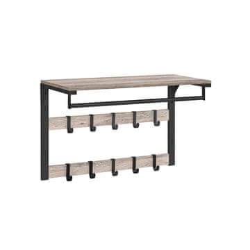 Songmics Stenski obešalnik za plašče 30x65x42 cm rjav