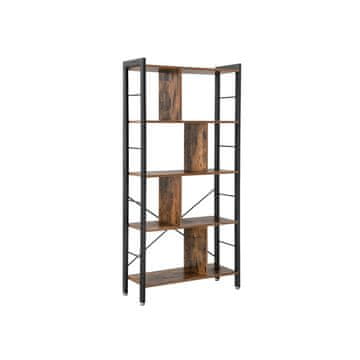 Songmics Knjižna omara, 4-nadstropna, 154.5x74x30 cm, rjava