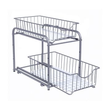 Songmics Kuhinjski organizator, 2 izvlečna predala, 36.9x21.3x27.2 cm, srebrna
