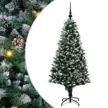Vidaxl Umestno božično drevo Zelena 150 cm PVC, jeklo in plastika