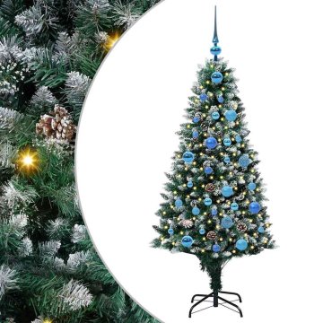 Vidaxl Umestno božično drevo Zelena 150 cm PVC, jeklo in plastika