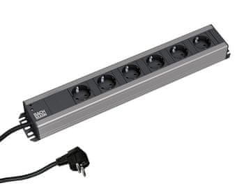 Bachmann Bachmann produžni kabel, 2m, 6 utičnica, crni/sivi
