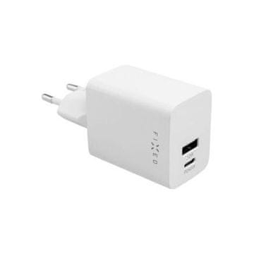FIXED Omrežni polnilnik Mini, USB-C PD/ USB, 45W - white