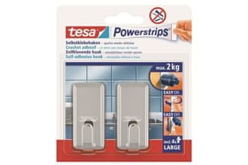 Tesa Lepilni kavelj Adhesive hook, chrome, large, Powerstrips