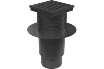 Enpro Dovod kanalizacije D 110 mm, ovratnik, suha loputa, plastična rešetka, črna