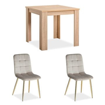 Homestyle4U Jedilni komplet, 80x80x75 cm, rjava, krem
