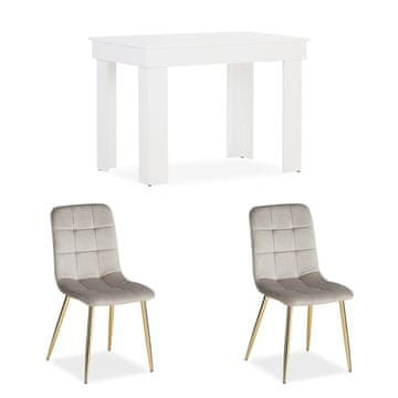 Homestyle4U Jedilna miza in stoli komplet, 90x73x60 cm, bela in krem