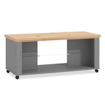 Homestyle4U Klubska mizica, 114,5x49x50,5 cm, siva, s prostorom za shranjevanje