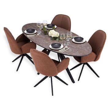Homestyle4U Jedilna miza in 4 stoli, ovalna, 200x95x76 cm, rjava